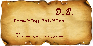 Dormány Balázs névjegykártya